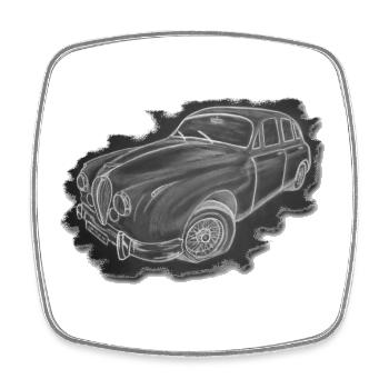 Vintage car - drawing - Square fridge magnet - white - Front