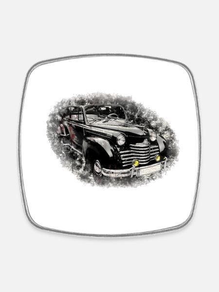 Nostalgic Old American Dream Car - Square fridge magnet - white