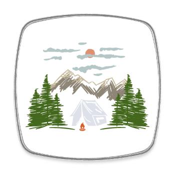 Camping Camping Mountain Motif Gift Idea - Square fridge magnet - white - Front