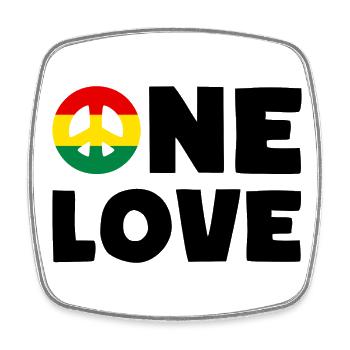 ONE LOVE Peace Jamaica Reggae Rastafari - Viereckiger Kühlschrankmagnet - Weiß - Vorne