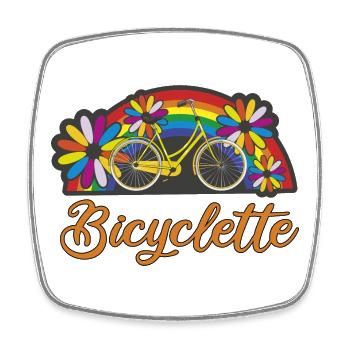 Bunte Fahrradromantik mit Regenbogen Bicyclette - Viereckiger Kühlschrankmagnet - Weiß - Vorne