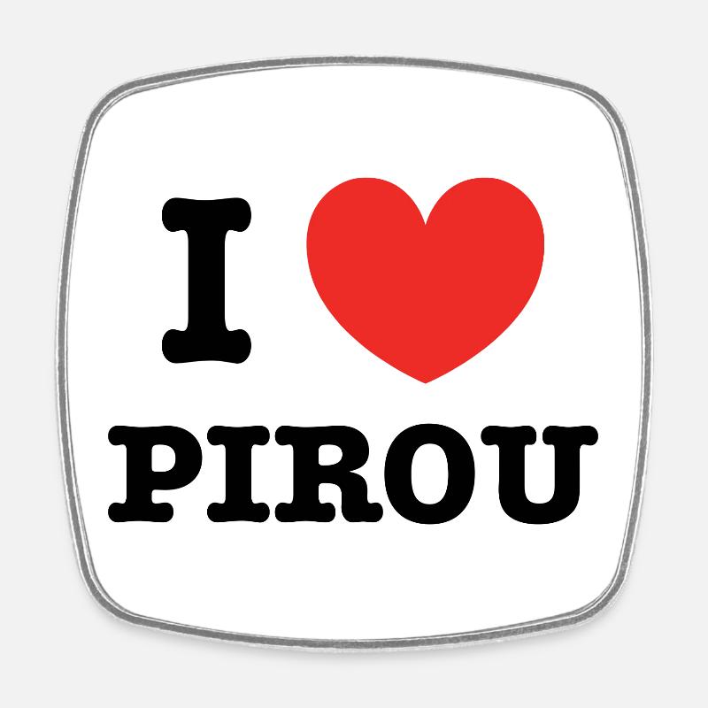 i love pirou - Square fridge magnet - white