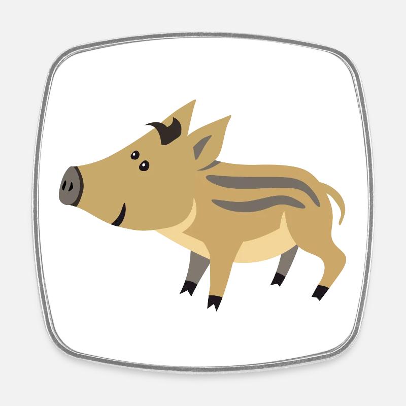 Cute wild boar baby – cute illustration - Square fridge magnet - white