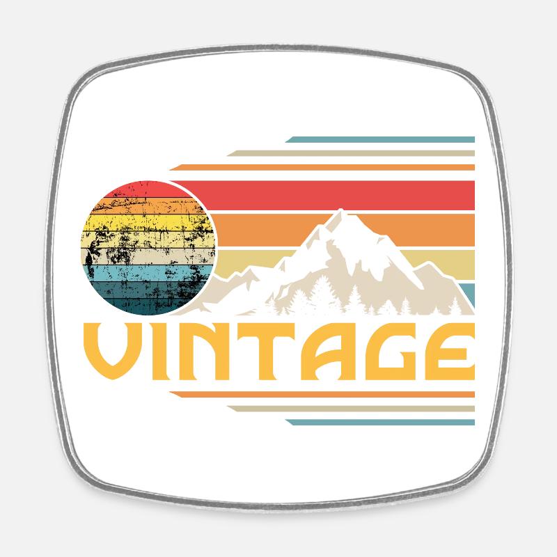 Retro Vintage Sunset - Square fridge magnet - white