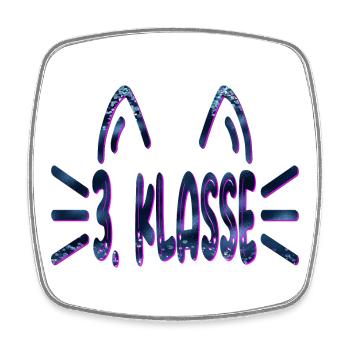 3. Klasse - Grundschule Katzen - Viereckiger Kühlschrankmagnet - Weiß - Vorne