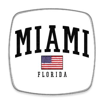 Miami Flag Distressed Typography Florida - Square fridge magnet - white - Front