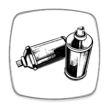 Spraycans | Graphitti | Spray can | Sprayer | Day - Square fridge magnet - white - Front