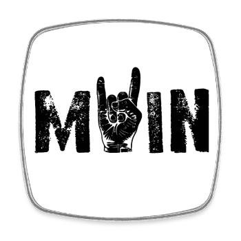 MOIN Rock 'n' Roll Gruß Norden - Viereckiger Kühlschrankmagnet - Weiß - Vorne