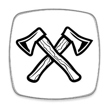 Gekreuzte Äxte, Axes - Viereckiger Kühlschrankmagnet - Weiß - Vorne