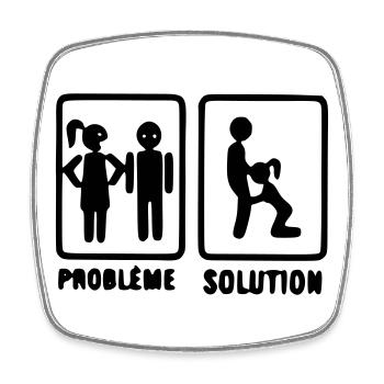 problème solution motif original t-shirt, mug, - Magnet carré - blanc - Devant