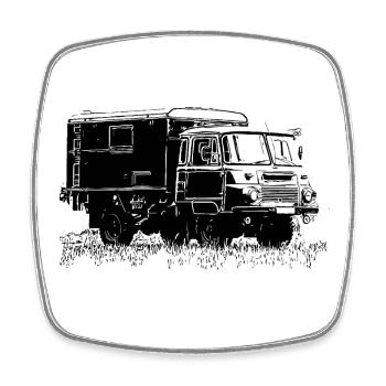Robur LO 2002 Box Truck - Square fridge magnet - white - Front