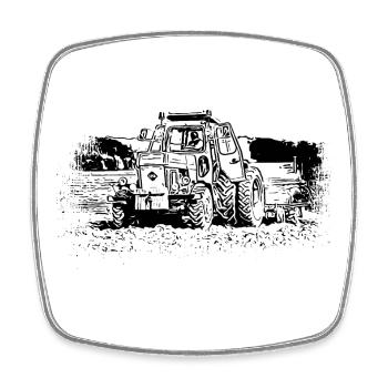 Traktor Fortschritt ZT 303 E - Viereckiger Kühlschrankmagnet - Weiß - Vorne