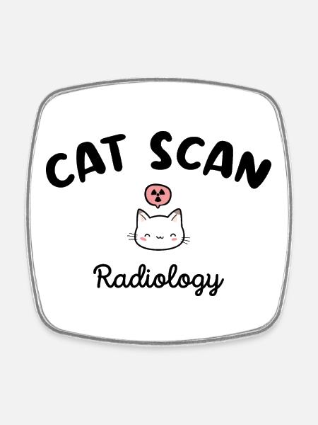 CAT SCAN Manipulatrice radio Chat Radiologie - Magnet carré - blanc
