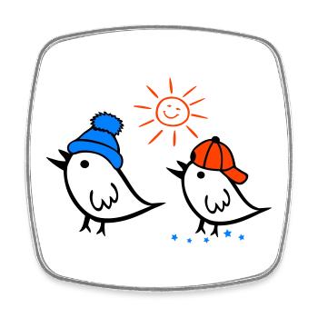 Sparrow, Sun, Spring - Square fridge magnet - white - Front