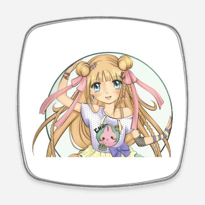 Manga - Square fridge magnet - white