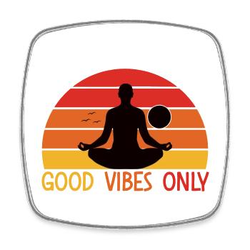 Meditative Sunset with Yoga Silhouette - Square fridge magnet - white - Front