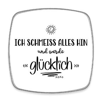 Glücklich - Viereckiger Kühlschrankmagnet - Weiß - Vorne