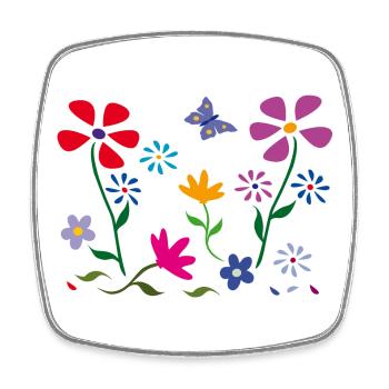 Flower meadow, garden, butterfly - Square fridge magnet - white - Front