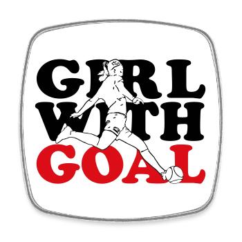Girl with goal - Viereckiger Kühlschrankmagnet - Weiß - Vorne