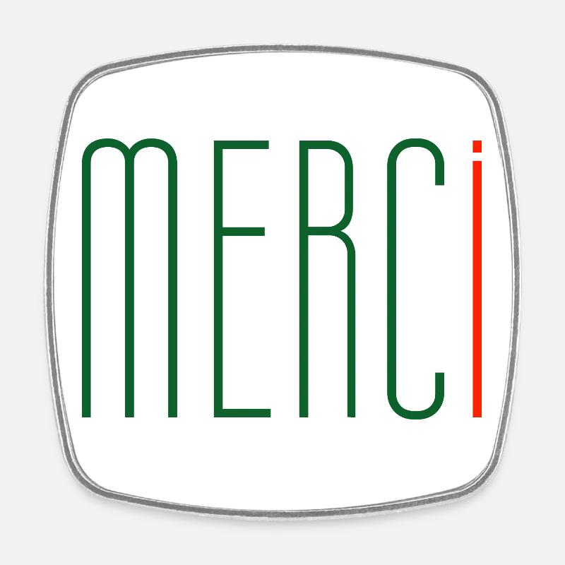 MERCi, Merci en Français - Magnet carré - blanc