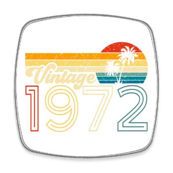 Vintage 70s design with retro palm trees - Square fridge magnet - white - Front