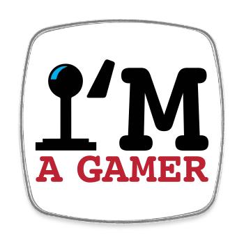 A Gamer Bold Typography - Square fridge magnet - white - Front