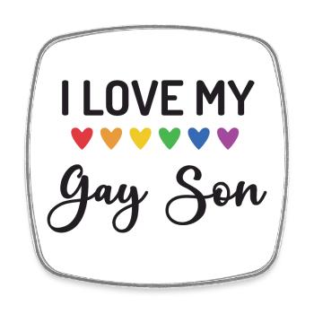J’aime mon fils gay - Magnet carré - blanc - Devant