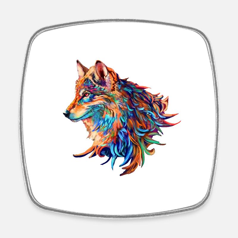 Wolf - Viereckiger Kühlschrankmagnet - Weiß