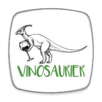 Vinosaurier – lustiges Weinmotiv - Viereckiger Kühlschrankmagnet - Weiß - Vorne