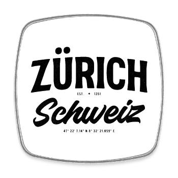 Zurich Switzerland Design with coordinates - Square fridge magnet - white - Front