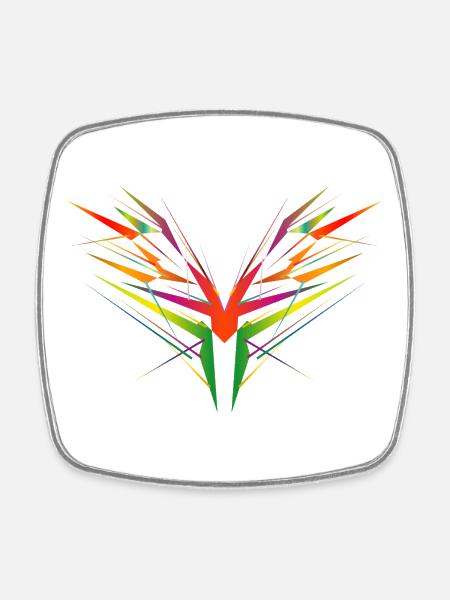 forme d’aile abstraite colorée - Magnet carré - blanc
