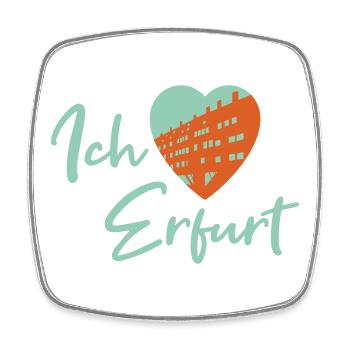 Ich liebe Erfurt - Schriftzug - Viereckiger Kühlschrankmagnet - Weiß - Vorne