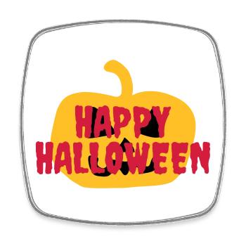 Happy halloween (Halloweenkürbis im Hintergrund) - Viereckiger Kühlschrankmagnet - Weiß - Vorne
