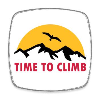 Time to climb (mountains, sun in the background, bird) - Square fridge magnet - white - Front