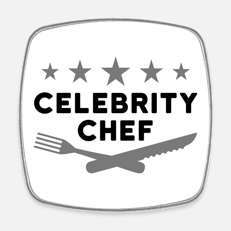 Celebrity chef (five stars, fork, knife) - Square fridge magnet - white