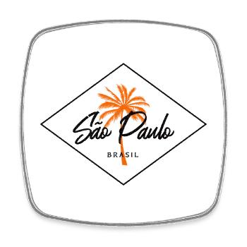 Orangene Palme São Paulo - Viereckiger Kühlschrankmagnet - Weiß - Vorne