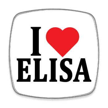 T-shirt I love Elisa t-shirt gift idea - Square fridge magnet - white - Front