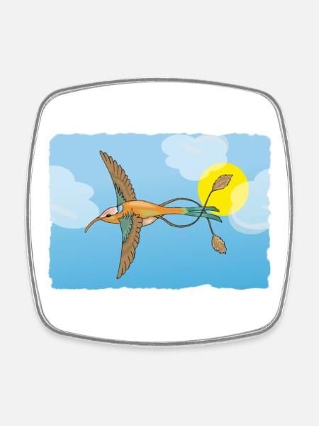 The hummingbird - Square fridge magnet - white