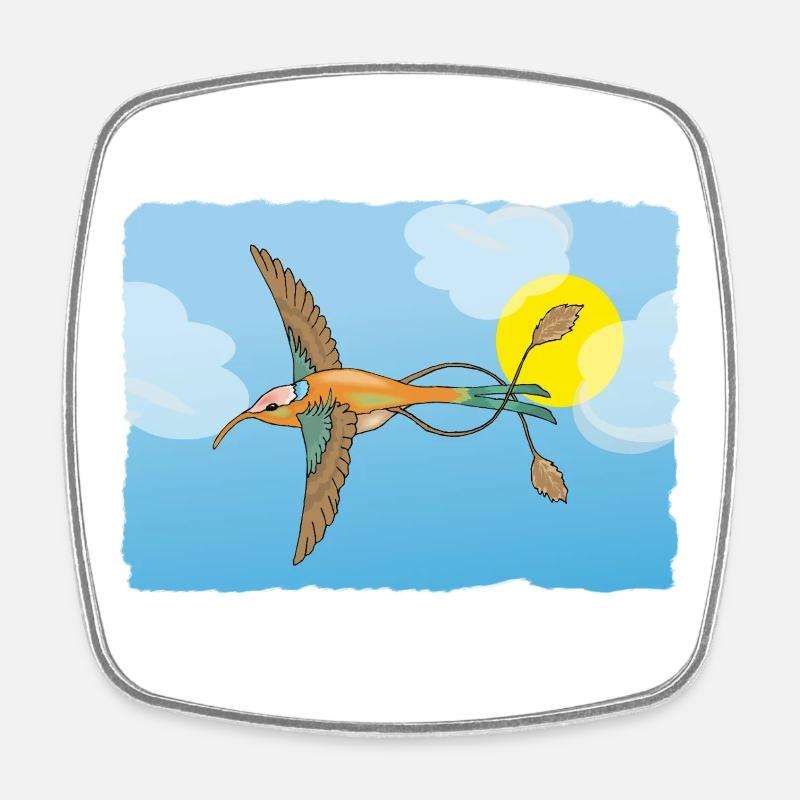 The hummingbird - Square fridge magnet - white
