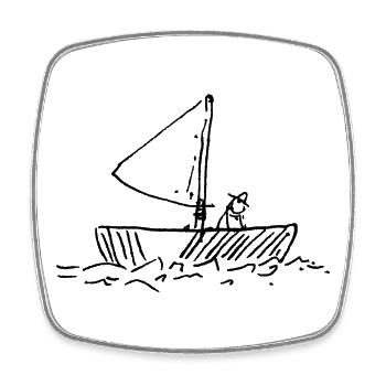 Fishermen in the boat - Square fridge magnet - white - Front