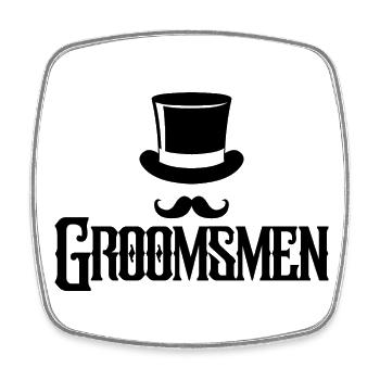 Groomsmen Top Hat & Mustache Mens Enterrement de vie de garçon - Magnet carré - blanc - Devant
