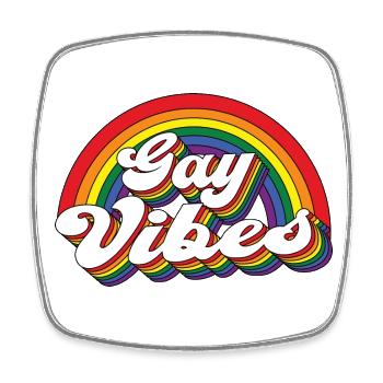 Gay Vibes Rainbow - Viereckiger Kühlschrankmagnet - Weiß - Vorne
