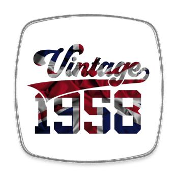 VINTAGE 1958 UK 68TH BIRTHDAY - Square fridge magnet - white - Front
