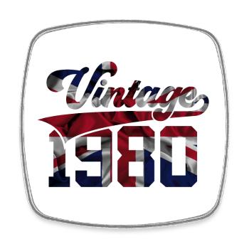 VINTAGE 1980's UK 46TH BIRTHDAY - Square fridge magnet - white - Front