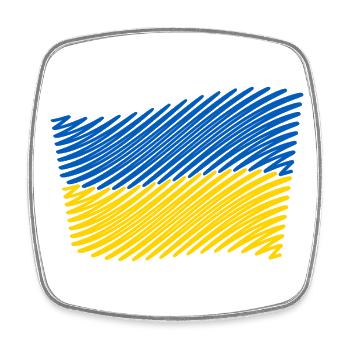 Ukraine Flagge Skizze (Blau - Gelb) - Viereckiger Kühlschrankmagnet - Weiß - Vorne
