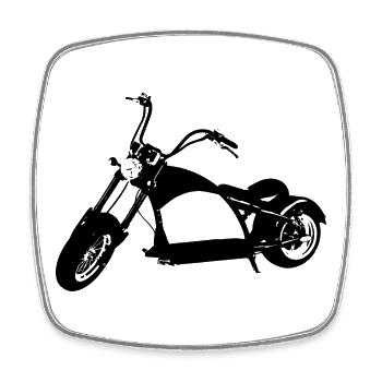 E-Chopper - Viereckiger Kühlschrankmagnet - Weiß - Vorne