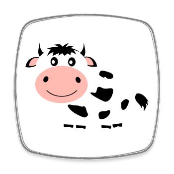 Cow black and white comic - Square fridge magnet - white - Front