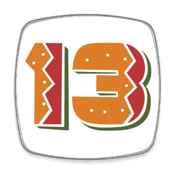 Burger Number 13 - 13 Years Old 13th Birthday Gift - Square fridge magnet - white - Front