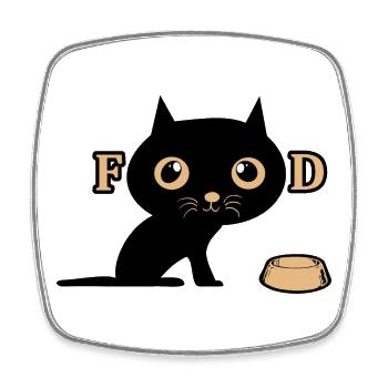 Le chat mignon a faim - Magnet carré - blanc - Devant