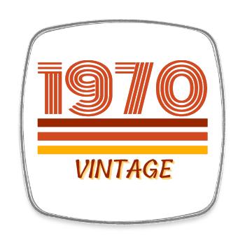 Year of birth, 1970, year 70, vintage - Square fridge magnet - white - Front
